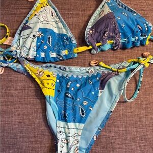 Aerie Blue Patterned Swimwear